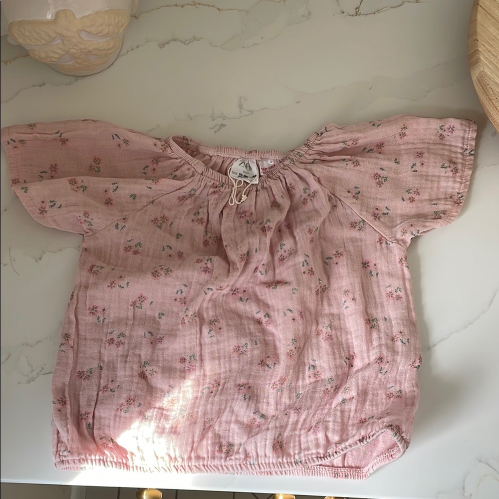 Zara muslin cotton pink floral top